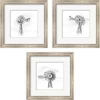 Framed 'Windmill BW 3 Piece Framed Art Print Set' border=