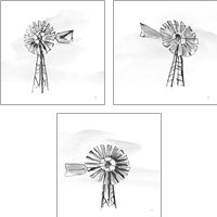 Framed 'Windmill BW 3 Piece Art Print Set' border=