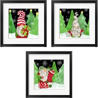 Framed 'Gnome for Christmas 3 Piece Framed Art Print Set' border=