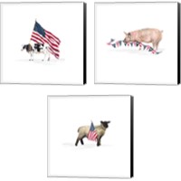 Framed 'All American Farmhouse on White 3 Piece Canvas Print Set' border=