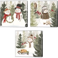 Framed 'Christmas in the Woods 3 Piece Canvas Print Set' border=