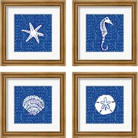 Framed 'Salty Waves 4 Piece Framed Art Print Set' border=