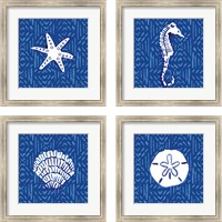 Framed 'Salty Waves 4 Piece Framed Art Print Set' border=