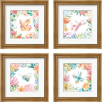 Framed 'Flower Fun 4 Piece Framed Art Print Set' border=