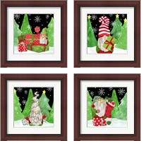 Framed 'Gnome for Christmas 4 Piece Framed Art Print Set' border=