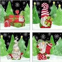 Framed 'Gnome for Christmas 4 Piece Art Print Set' border=