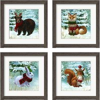 Framed 'Winterscape  4 Piece Framed Art Print Set' border=