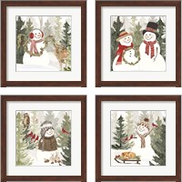 Framed 'Christmas in the Woods 4 Piece Framed Art Print Set' border=