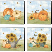 Framed 'Fall Sunshine 4 Piece Canvas Print Set' border=