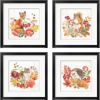 Framed 'Wooded Harvest 4 Piece Framed Art Print Set' border=