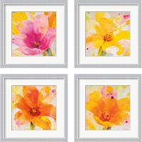 Framed 'Bright Tulips 4 Piece Framed Art Print Set' border=