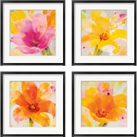 Framed 'Bright Tulips 4 Piece Framed Art Print Set' border=