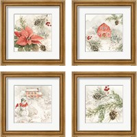 Framed 'Poinsettia Village 4 Piece Framed Art Print Set' border=