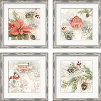 Framed 'Poinsettia Village 4 Piece Framed Art Print Set' border=