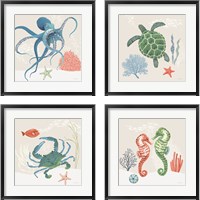 Framed 'Free As the Ocean 4 Piece Framed Art Print Set' border=