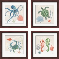 Framed 'Free As the Ocean 4 Piece Framed Art Print Set' border=