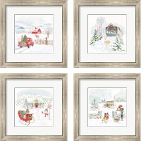 Framed 'Home For The Holidays 4 Piece Framed Art Print Set' border=