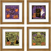 Framed 'Halloween Expressions 4 Piece Framed Art Print Set' border=