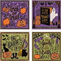 Framed 'Halloween Expressions 4 Piece Art Print Set' border=