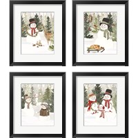 Framed 'Christmas in the Woods 4 Piece Framed Art Print Set' border=