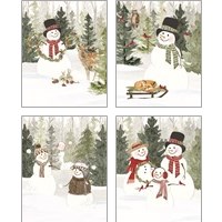 Framed 'Christmas in the Woods 4 Piece Art Print Set' border=