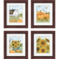 Framed 'Fall Sunshine 4 Piece Framed Art Print Set' border=
