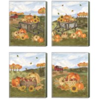 Framed 'Harvest Season 4 Piece Canvas Print Set' border=