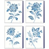 Framed 'Exotic Elegance Floral 4 Piece Canvas Print Set' border=