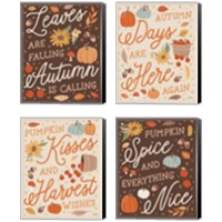 Framed 'Harvest Wishes 4 Piece Canvas Print Set' border=