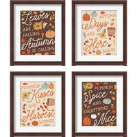 Framed 'Harvest Wishes 4 Piece Framed Art Print Set' border=